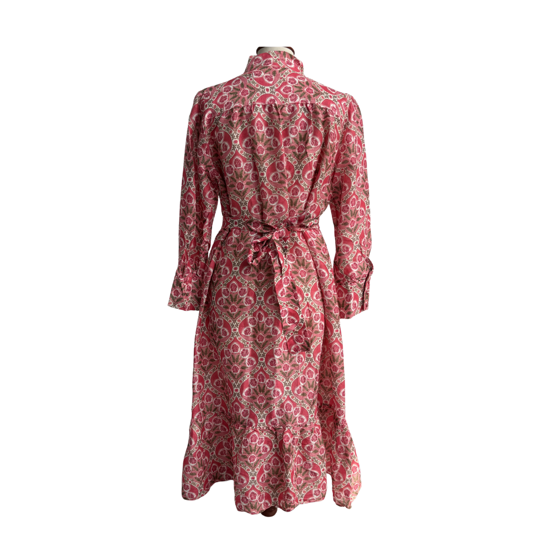 Zara Pink Floral Long Belt Detail Dress | Gently Used
