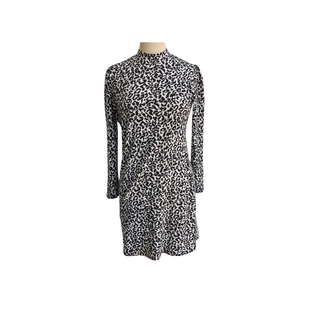 George Black & White Cheetah Print Knee Length Dress | Pre Loved |