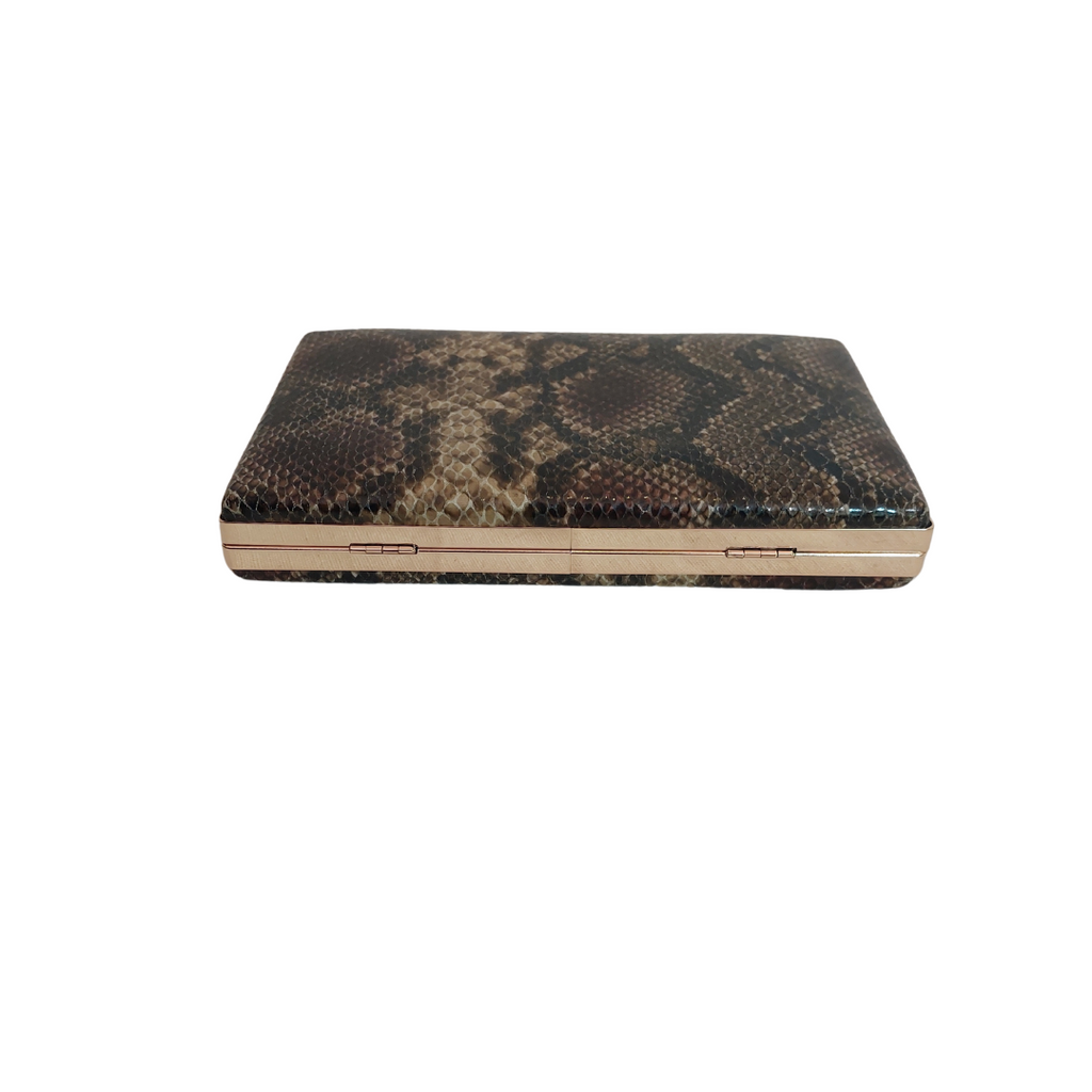H&M Brown Snakeskin Pearl Box Convertible Clutch | Like New |