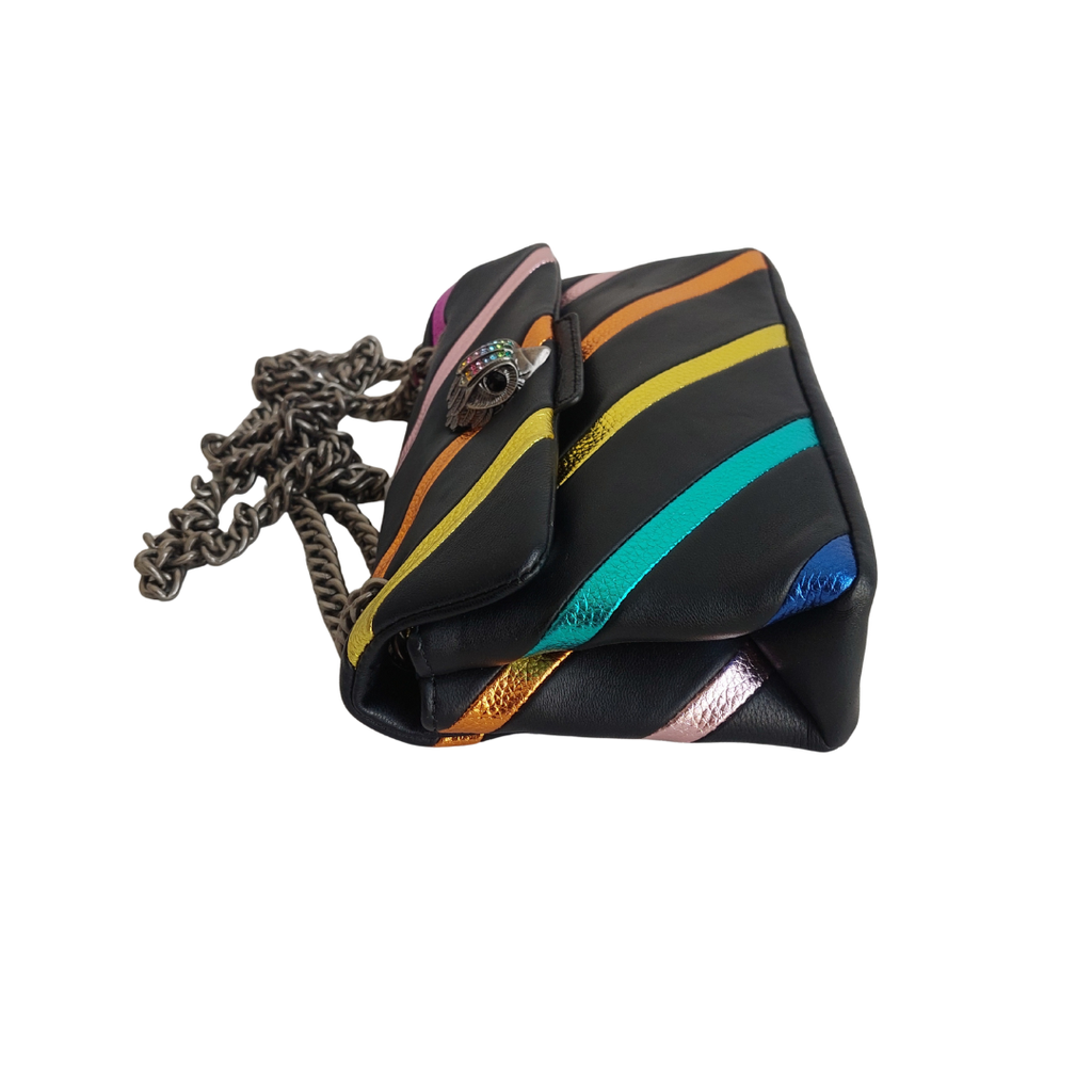Kurt Geiger Black Leather Mini Kensington Rainbow Bag | Pre Loved |