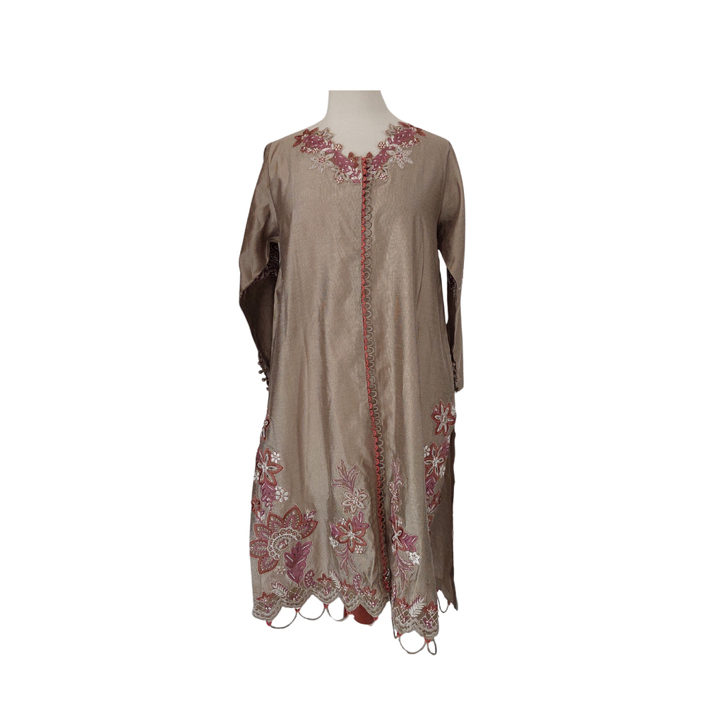 Studio Mehr Golden Embroidered Outfit (3 Pieces) | Brand New |