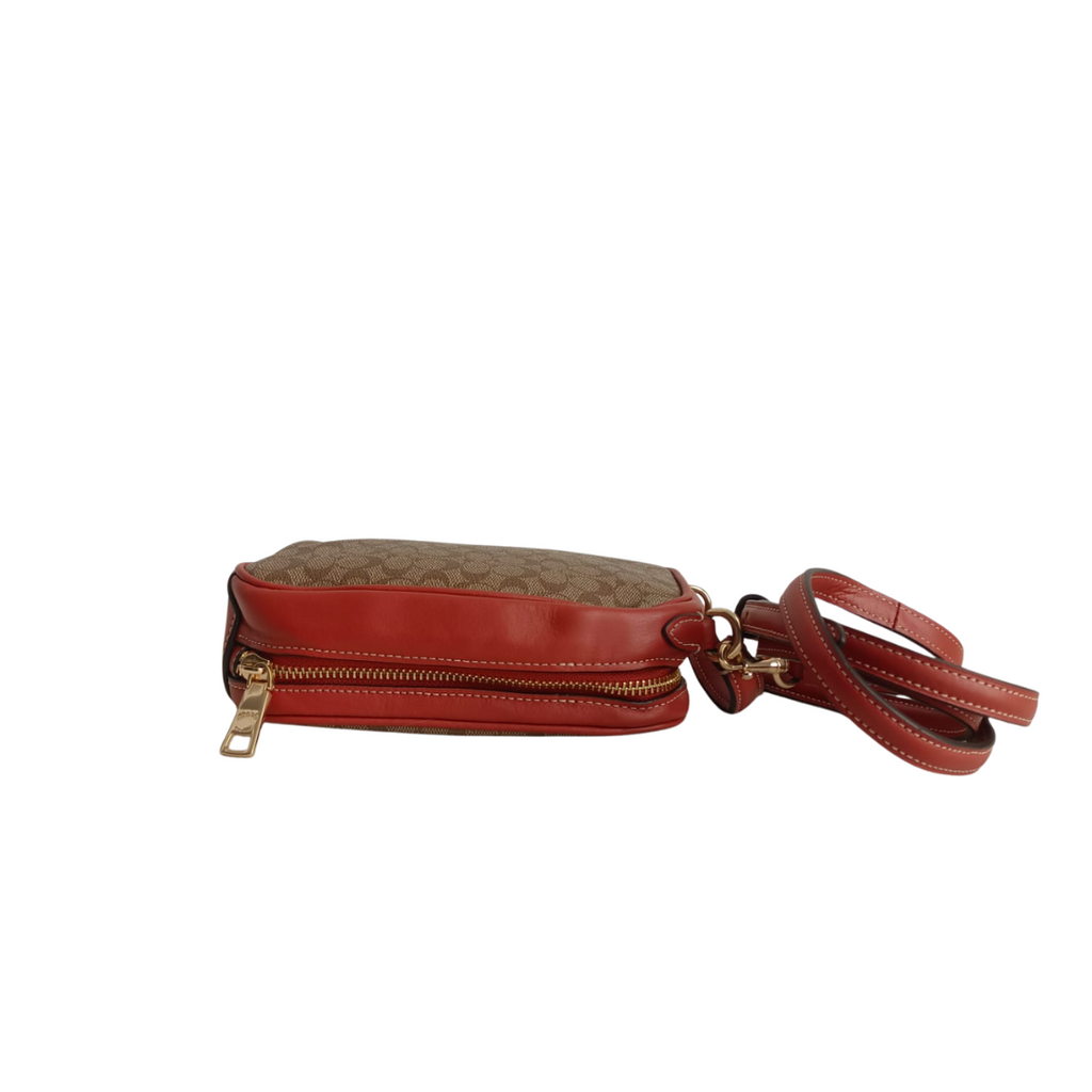 Coach Signature Canvas & Leather Trim Eva Phone Crossbody Bag | Pre Loved |
