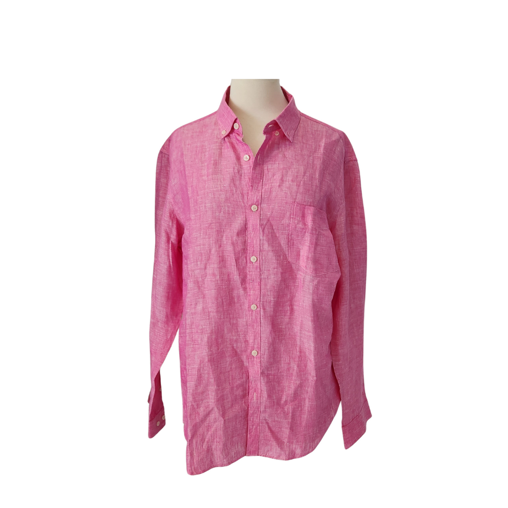 River Island Pink 100% Linen Collared Shirt | Gently Used |