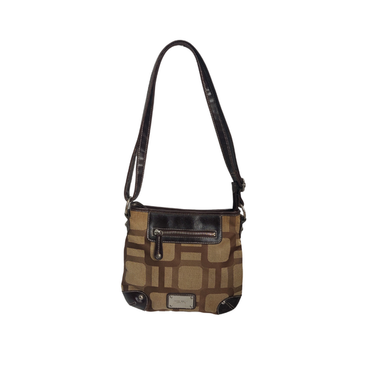 Nine West Brown Canvas Geometric Cross Body Bag | Pre Loved |