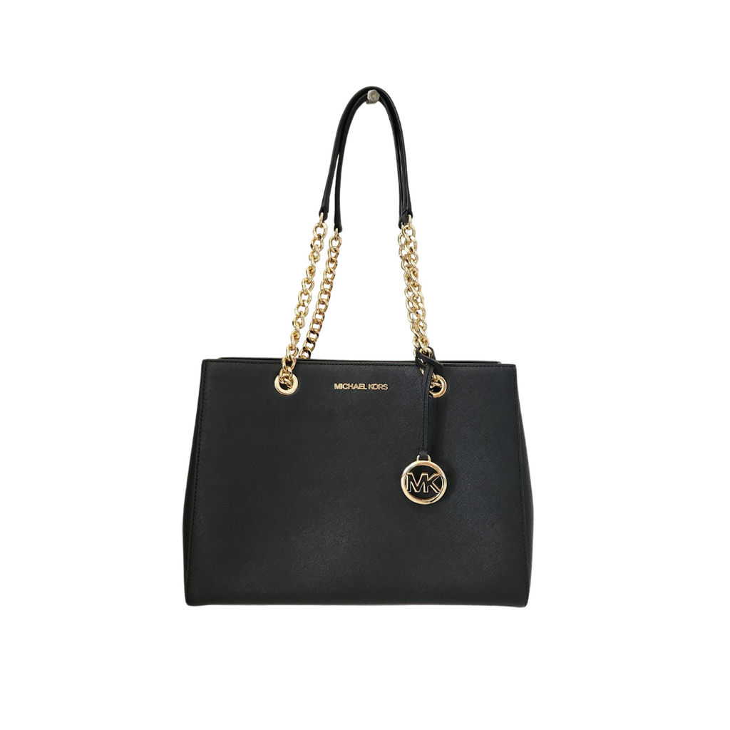 Michael Kors Black Leather Susannah Chain Shoulder Bag | Gently Used |