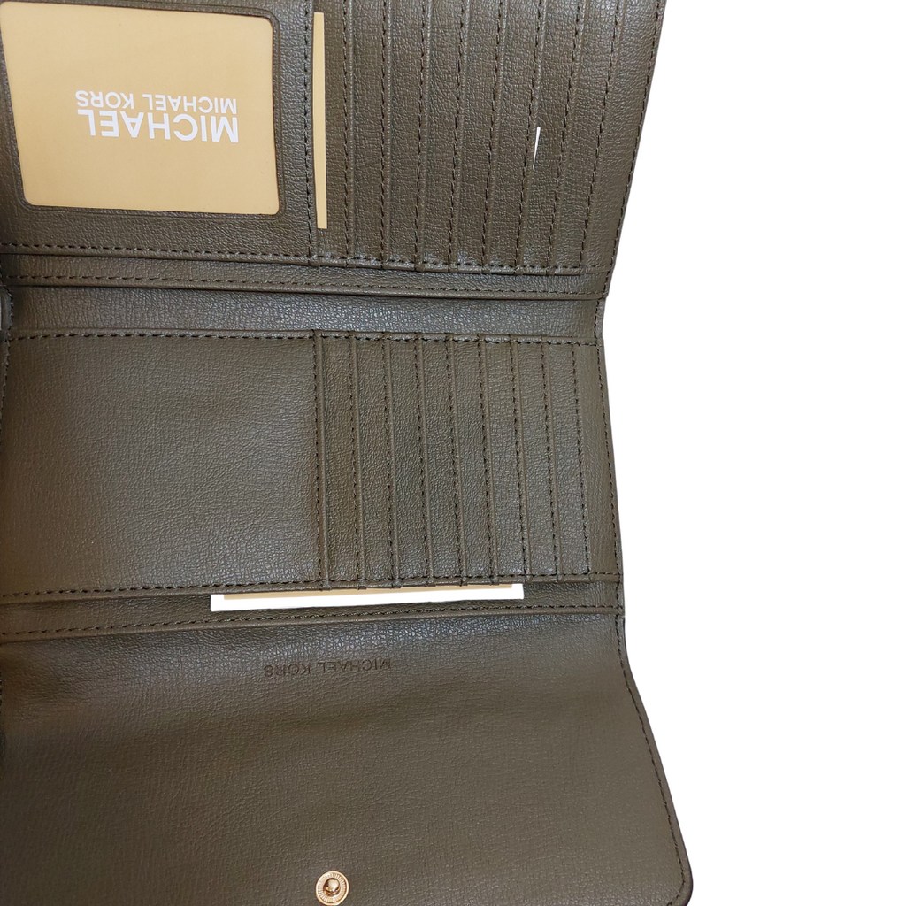 Michael Kors Olive Green Leather Jet Set Long Wallet | Brand New |