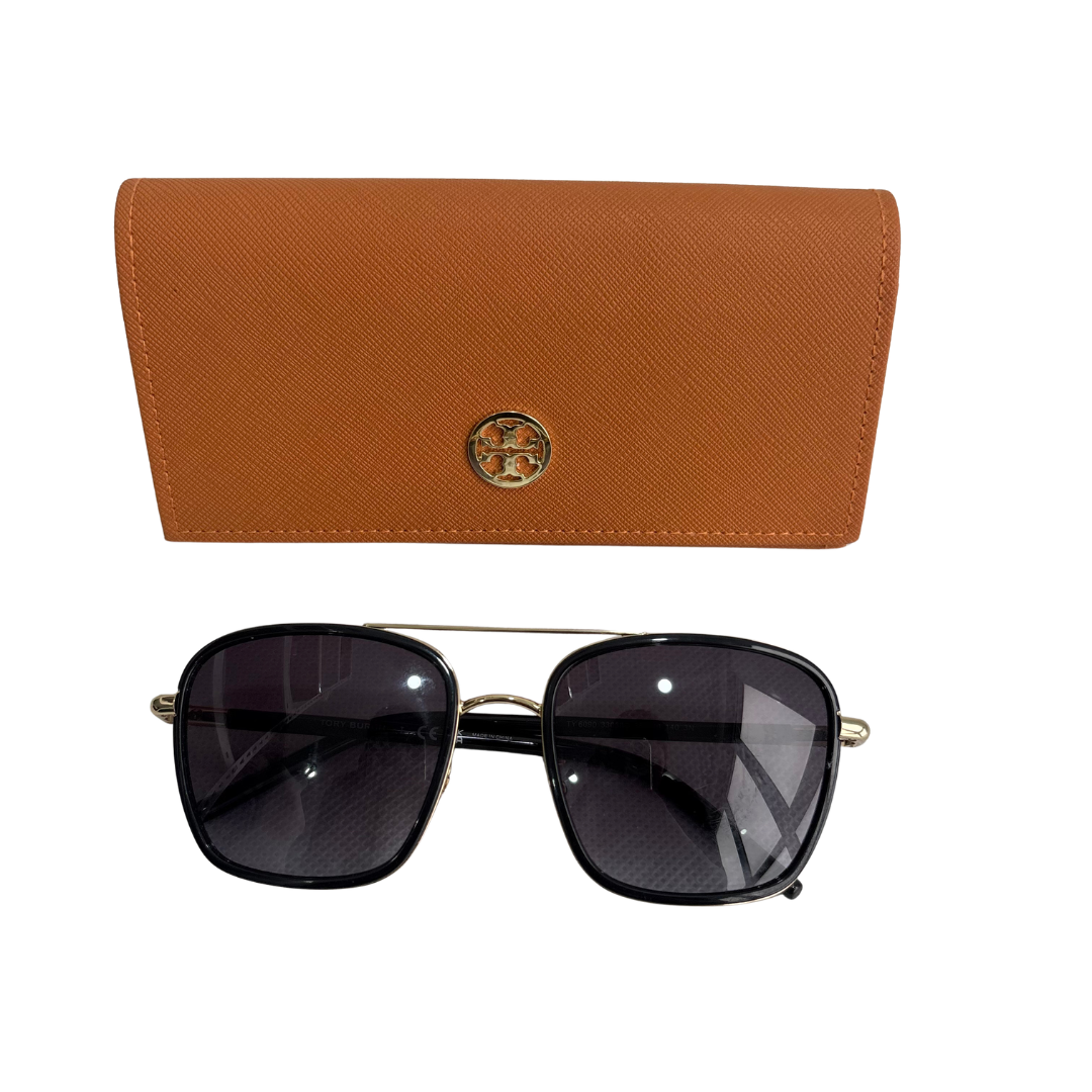 Tory Burch Gold Black Gradient Grey Square Sunglasses | Pre Loved |