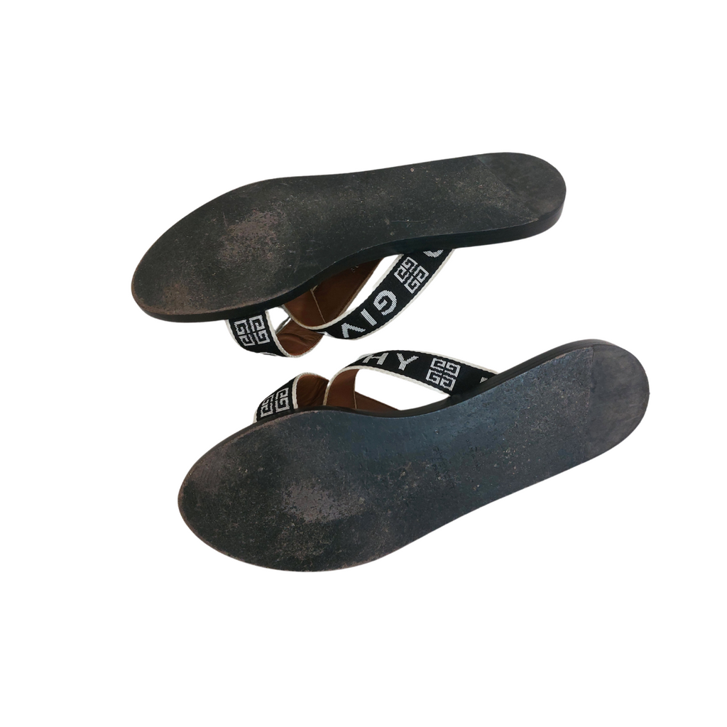 Givenchy Black & White Criss Cross Strap Sandals | Pre Loved |