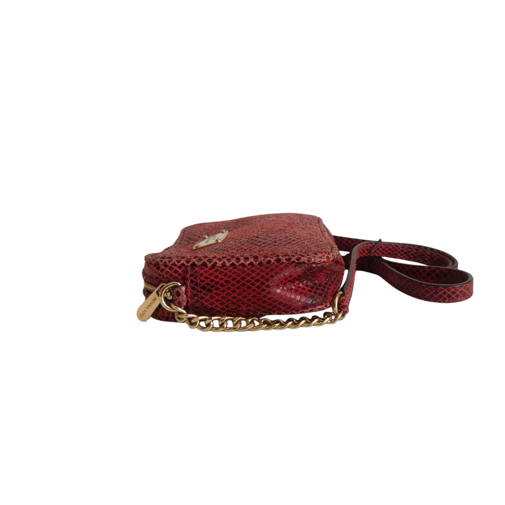 Michael Kors Red Leather Python Pattern Small Crossbody Bag | Pre Loved |