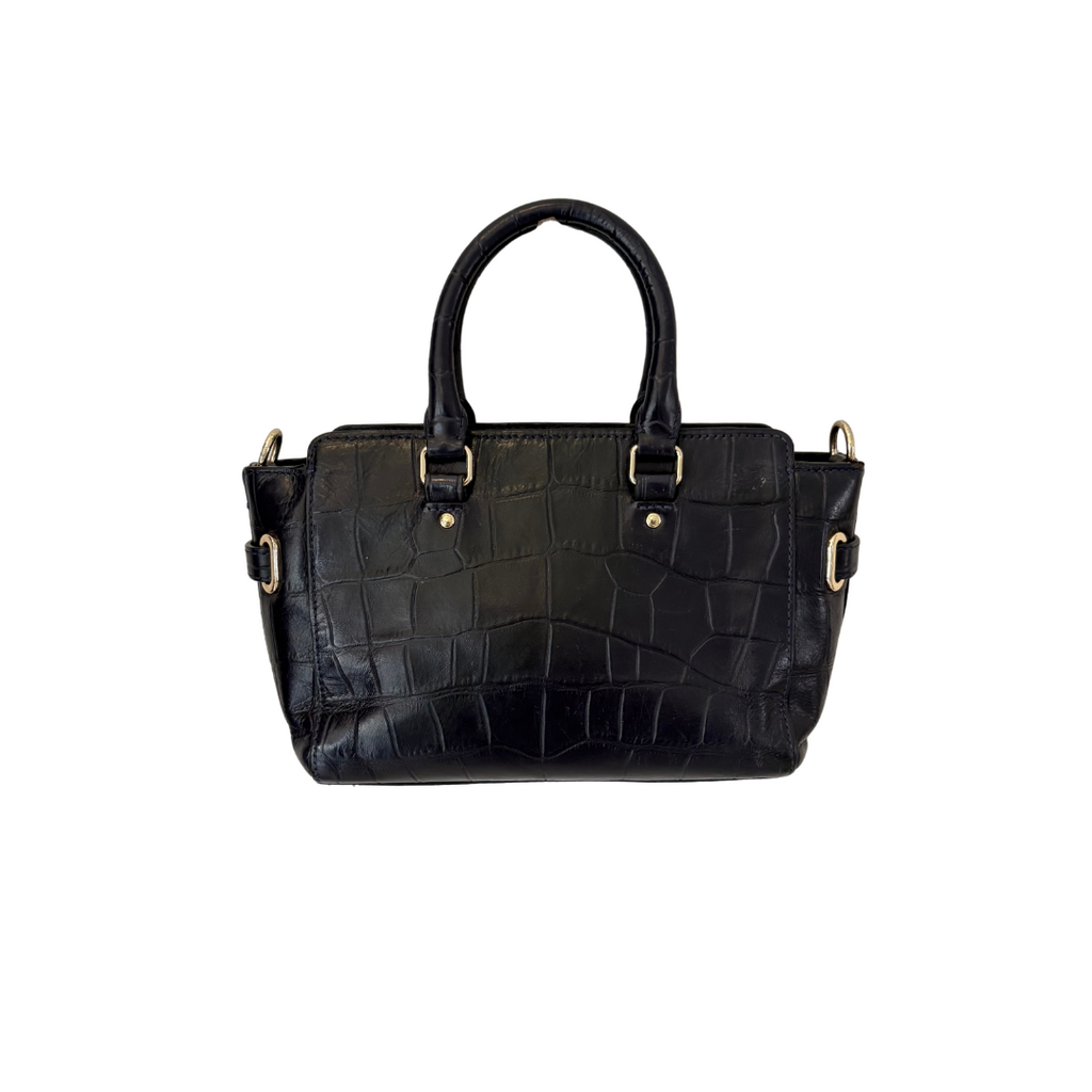 Coach Navy Crocodile Embossed Leather Crossbody Bag | Pre Loved |