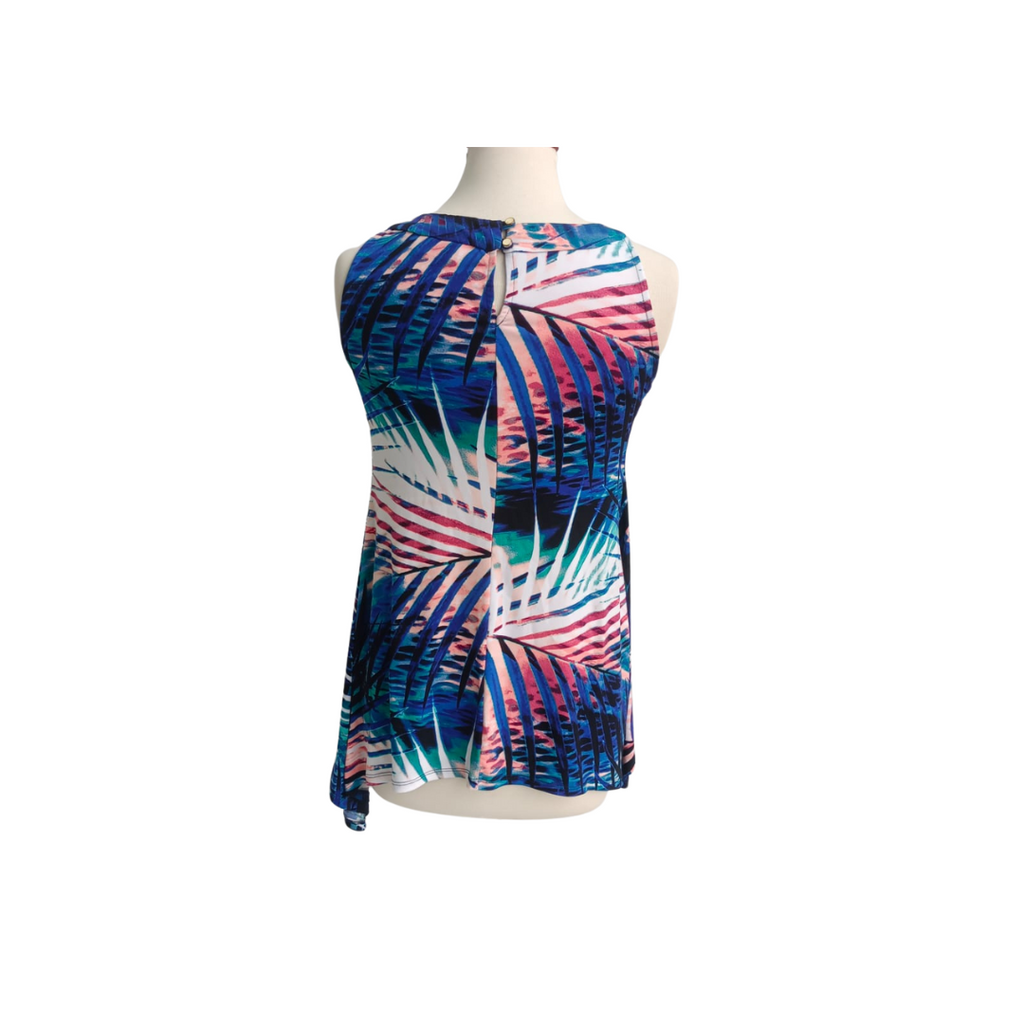 Wallis Blue Printed Sleeveless A-line Long Top | Gently Used |