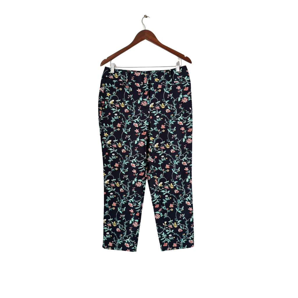 Loft Navy Floral Printed Straight Leg Pants  | Gently Used |