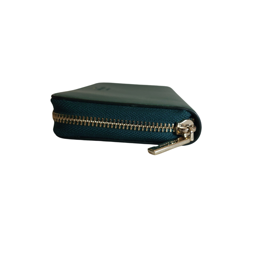 Kate Spade Emerald Green Leather Large Zip-Around Wallet | Like New |