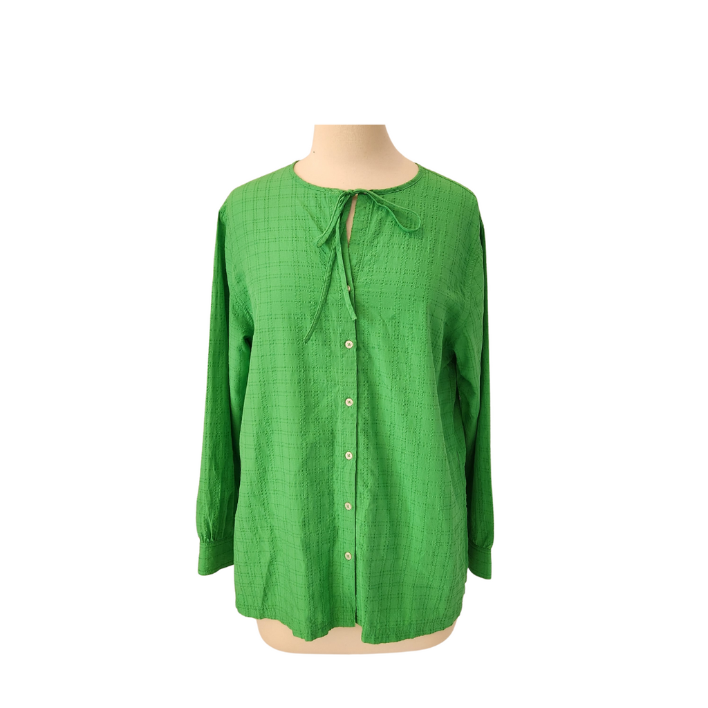 Marks & Spencer Green Button-down Front-tie Blouse | Gently Used |