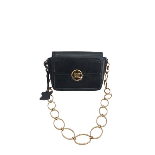 Pierre Cardin Black Leather Shoulder Bag | Pre Loved |