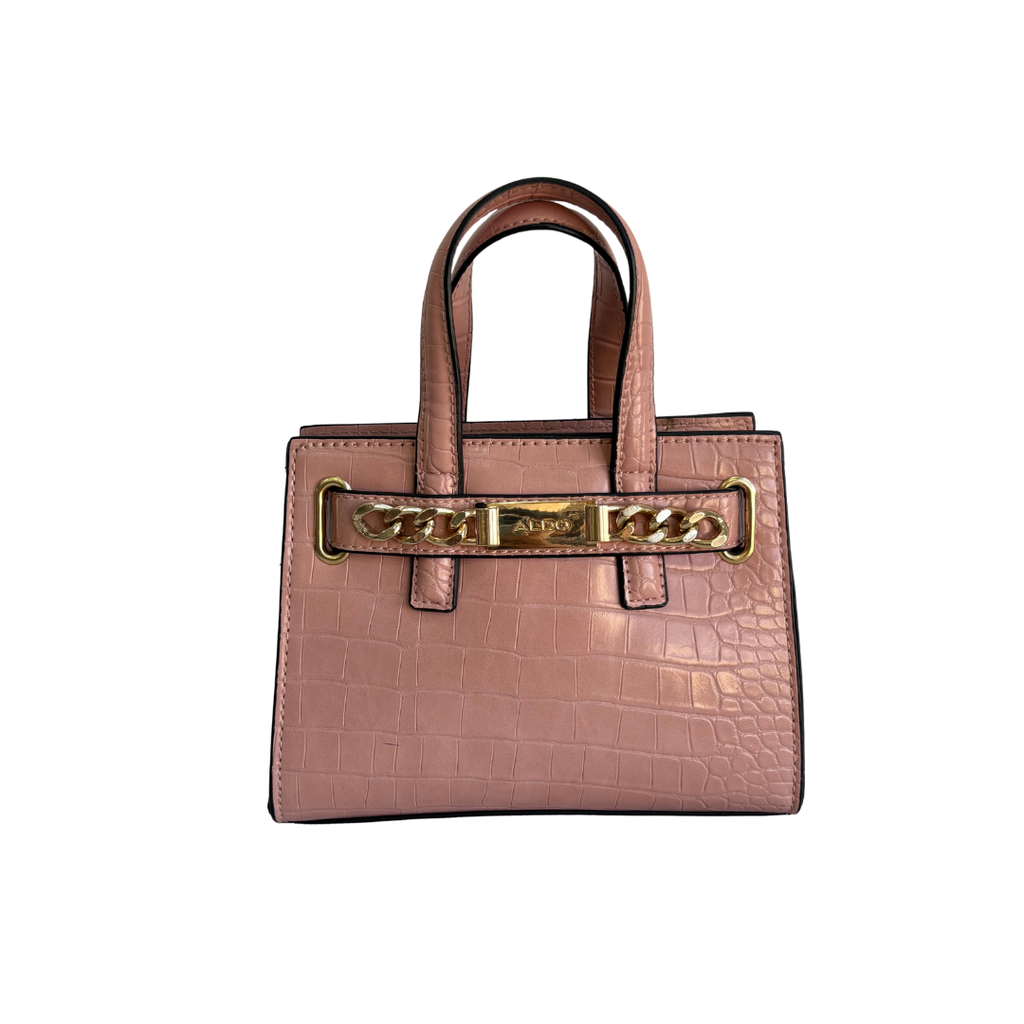 Aldo Pink Posa Croc Textured Satchel Bag | Gently Used |