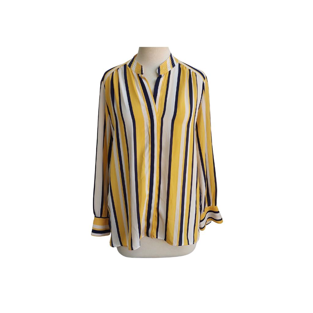 Mango Yellow, Blue & White Striped Button Down Shirt | Gently Used | - Wholesale accessories from Secret Stash, Pakistan