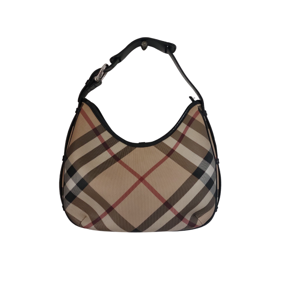 Burberry Beige/Black Nova Check Coated Canvas and Patent Leather Shoulder Bag | Pre Loved |