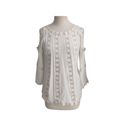 Dragonfly White Lace Top | Pre Loved|