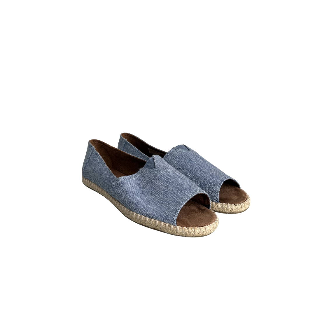 TOMS Blue Slub Chambray Alpargata Open Toe Espadrilles | Brand New |