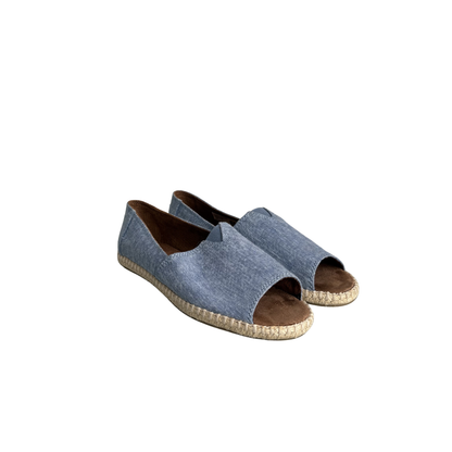 TOMS Blue Slub Chambray Alpargata Open Toe Espadrilles | Brand New |