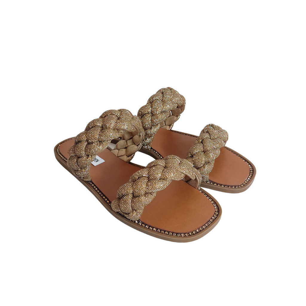 Steve Madden Bronze Rhinestone 'NEWBIE' Sandals | Brand New |
