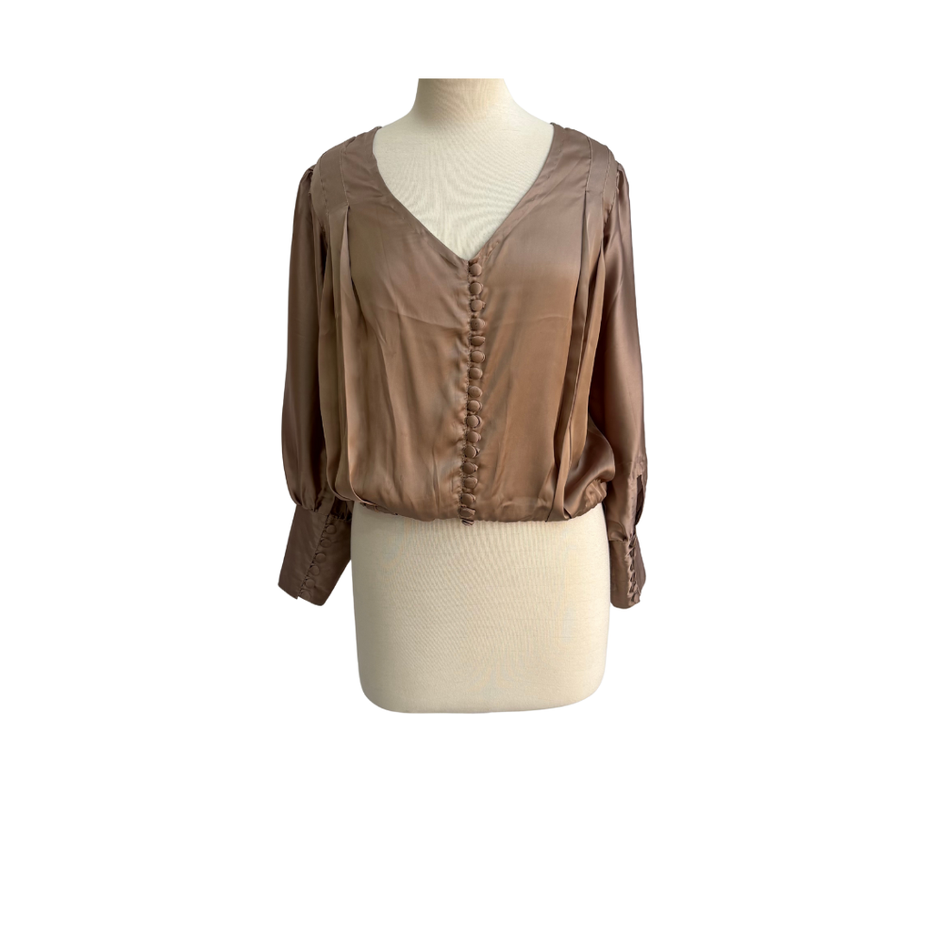 Samar Mehdi Light Brown/ Bronze Silk Top | Pre Loved |