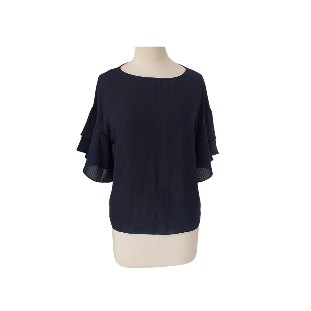 H&M Navy Bell Sleeves Blouse | Brand New |