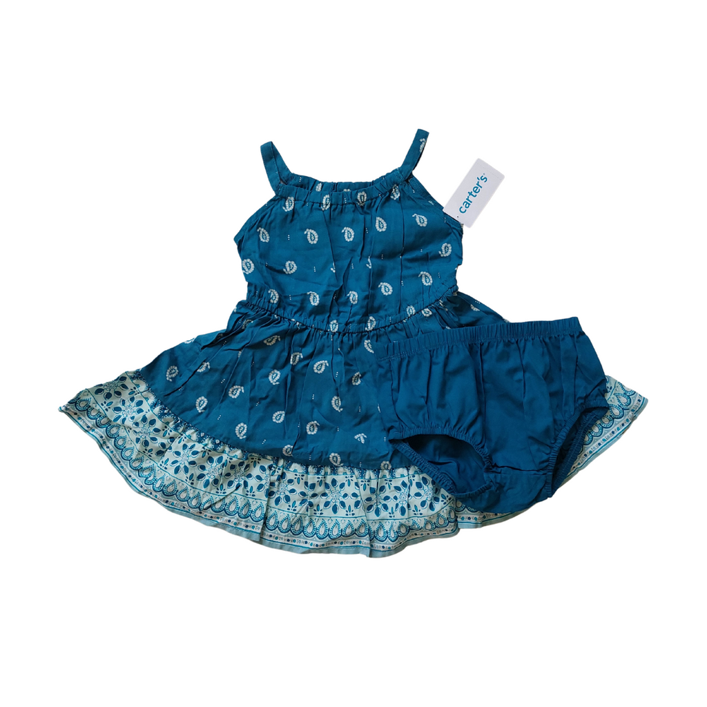 Carter's Teal Printed Dress Set (24 Months) | Brand New |