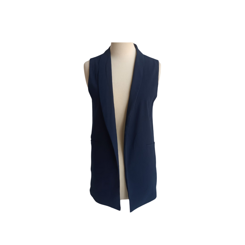 Bershka Navy Sleeveless Open Jacket | Brand New |