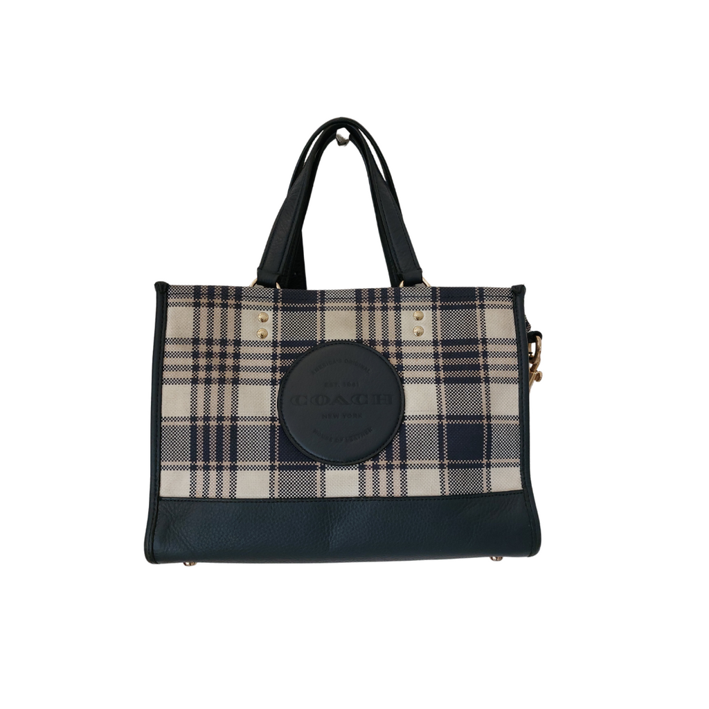 Coach Blue Garden Plaid Print Dempsey Carryall Bag | Pre Loved |