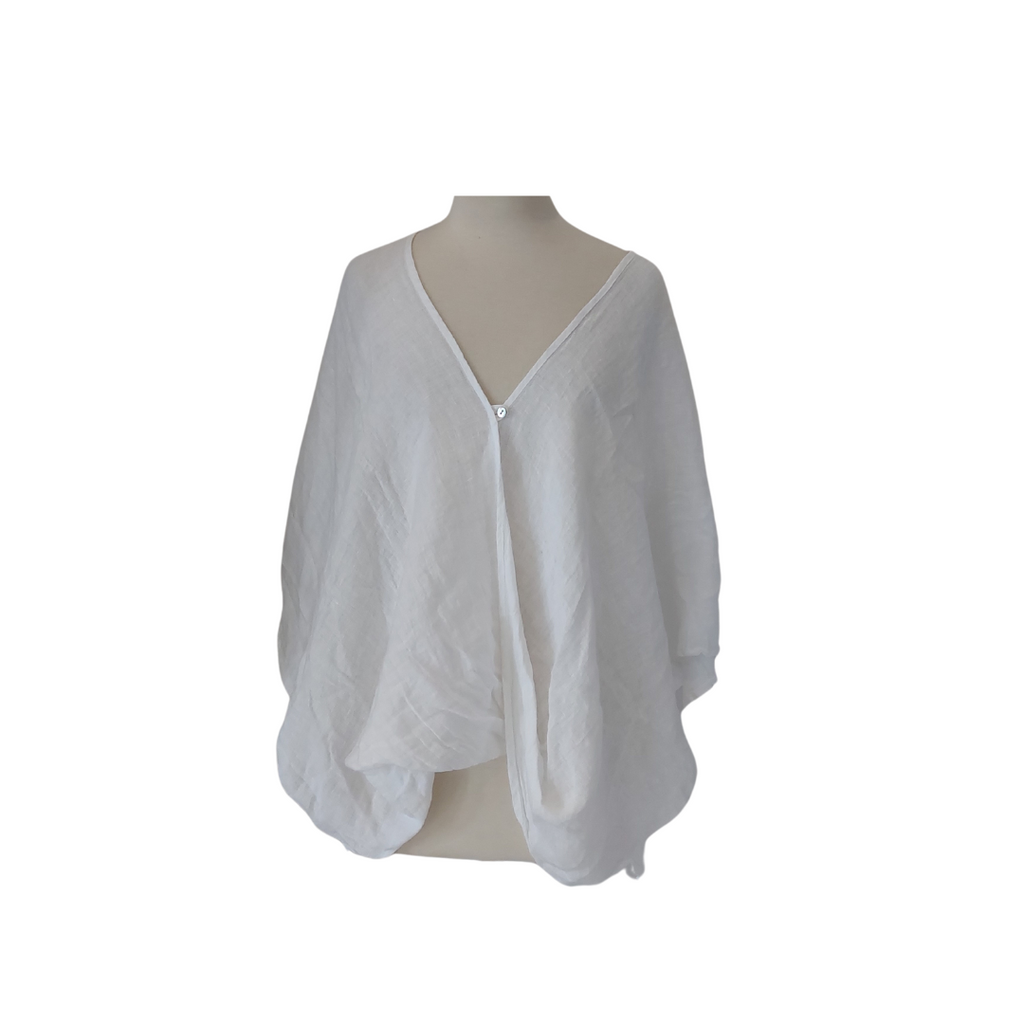 100% Italian White Linen Cross Over Free Size Top  | Brand New |
