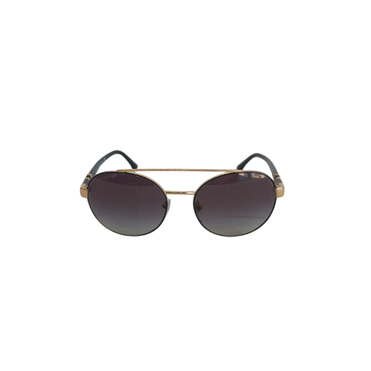 Bvlgari Black Gold Jeweled Double Bridge 6085-B Aviator Sunglasses | Pre Loved |