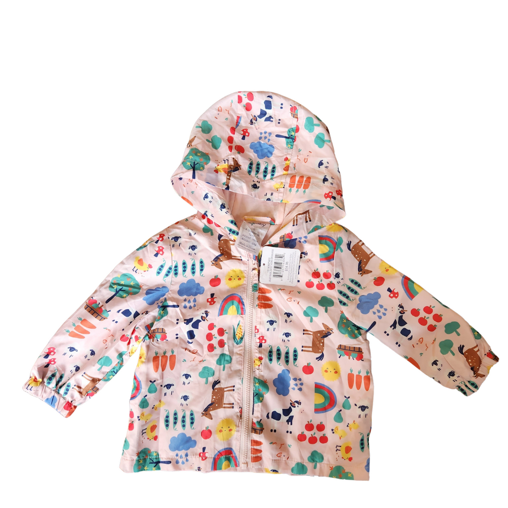 4Baby Pink Printed Rain Jacket (6-12 months) | Brand New