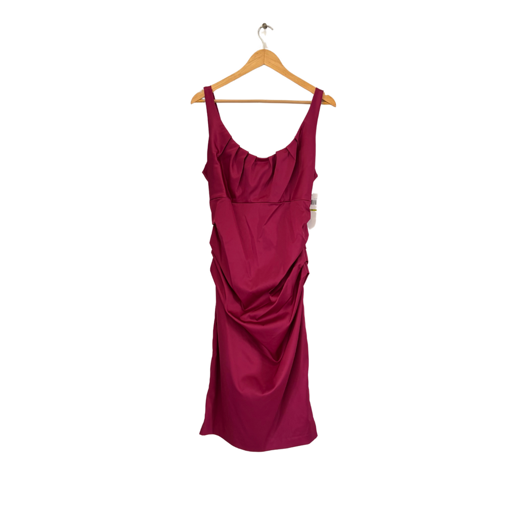 Suzi Chin Very Berry Sleeveless & Ruched Knee Length Dress | Brand New |