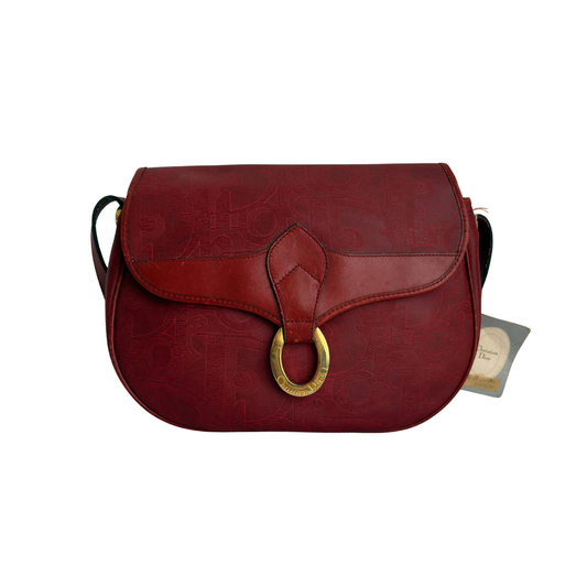 Christian Dior  Red & Gold Trotter Canvas Shoulder Bag | Pre Loved |