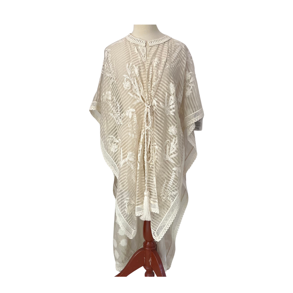 Sania Maskatiya White Thread Embroidered Wrap Cape | Brand New |