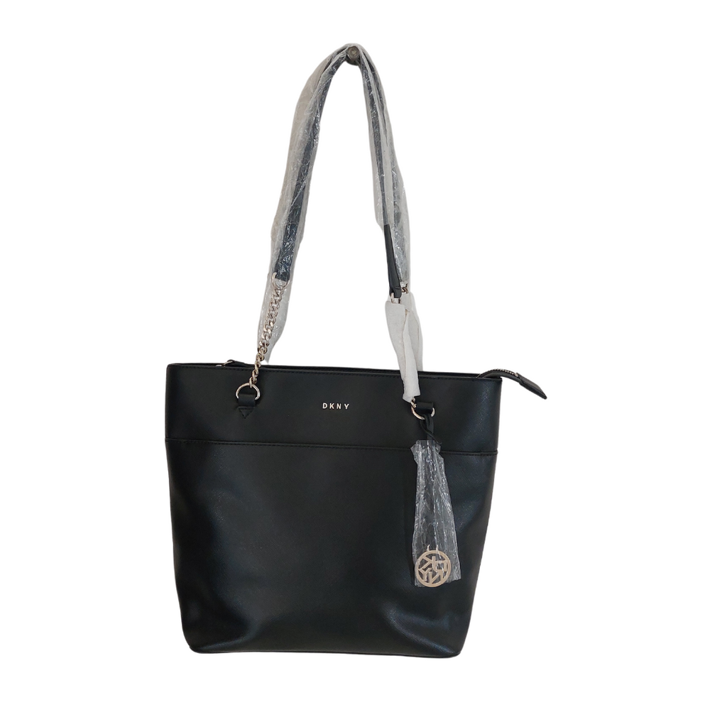DKNY Black Bryant Leatherette Shopper Tote Bag | Brand New |