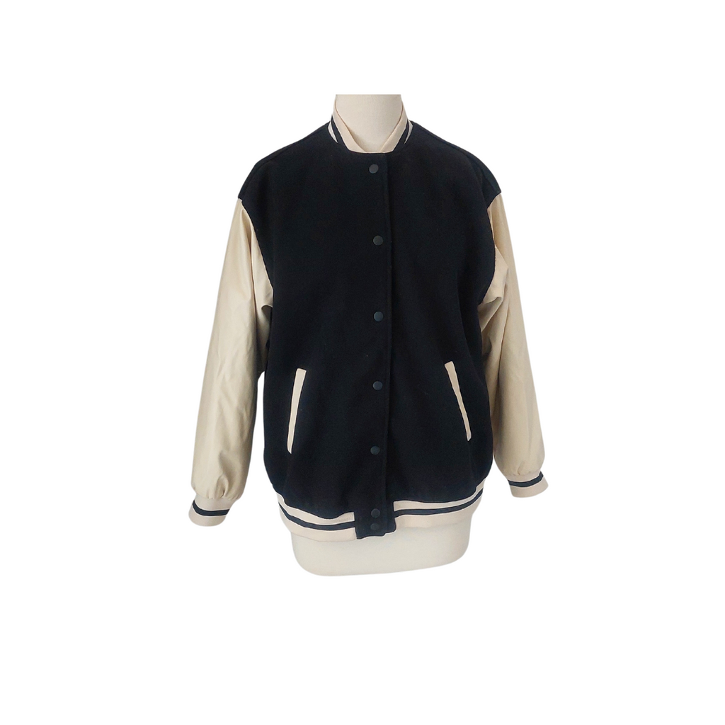 H&M Black & Cream Varsity Sports Jacket | Gently Used |