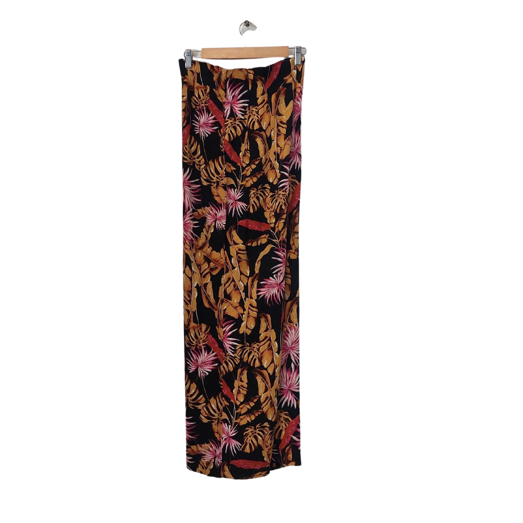 Mango Black Floral Print High-waisted Pants | Gently Used |