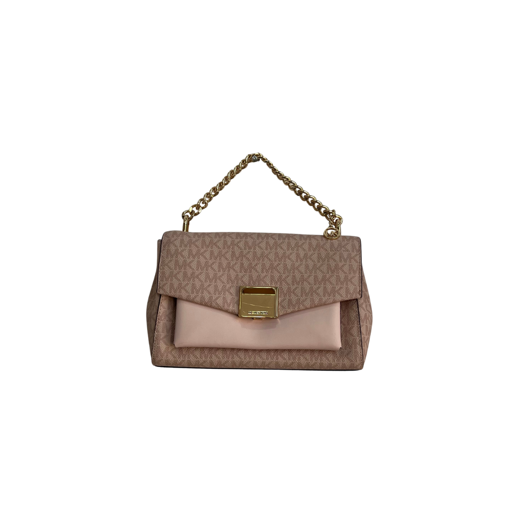 Michael Kors Ballet Pink Leatherette & Canvas Monogram Lita Crossbody Bag | Gently Used |