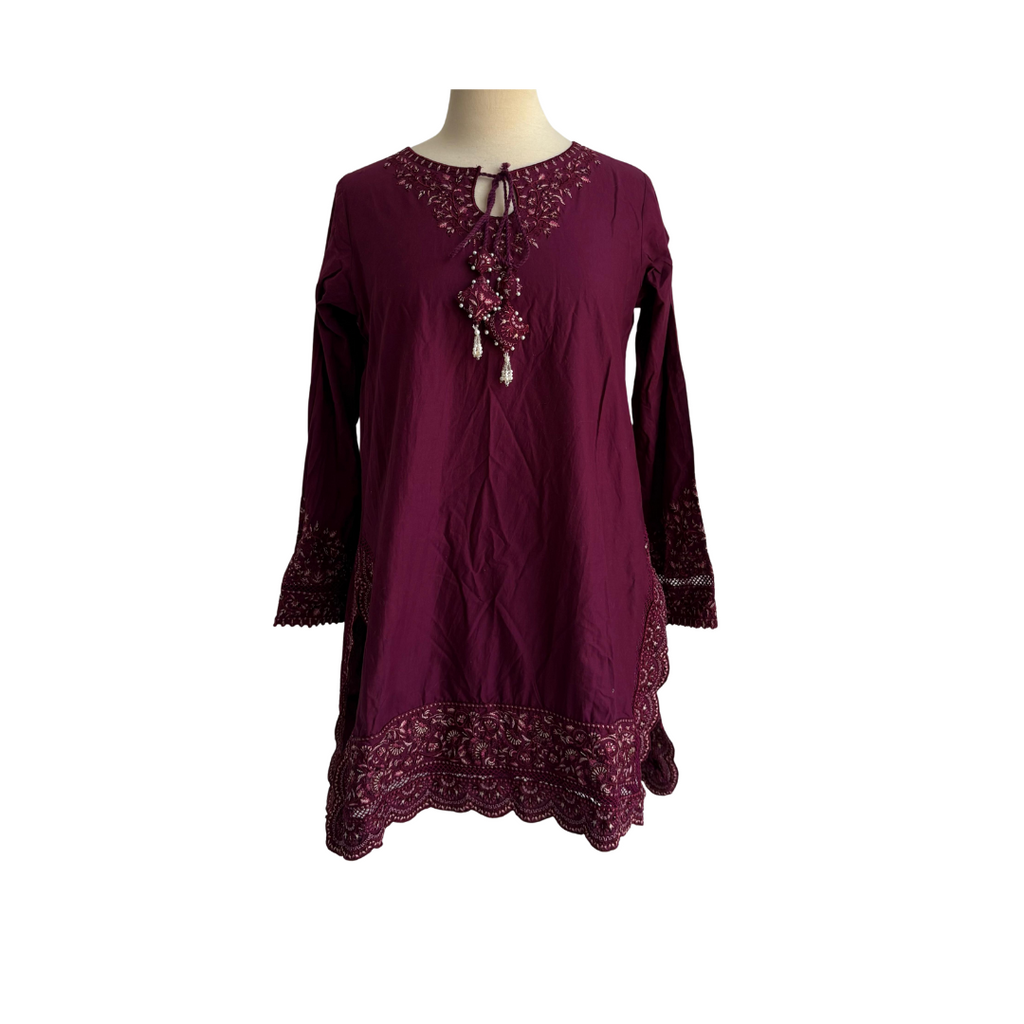 Zaib Purple Embroidered 3 pieces Outfit | Pre Loved |