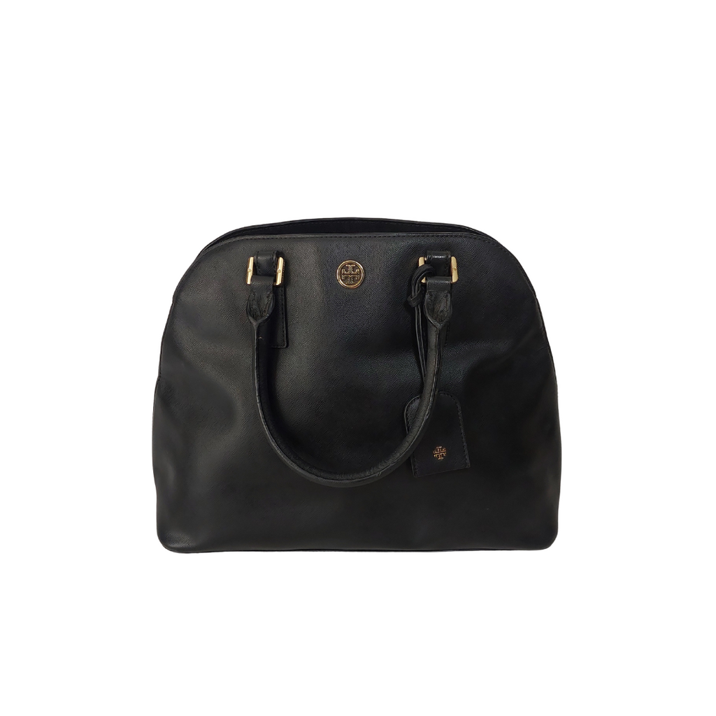Tory Burch Black Dome Leather Satchel Bag | Pre Loved |