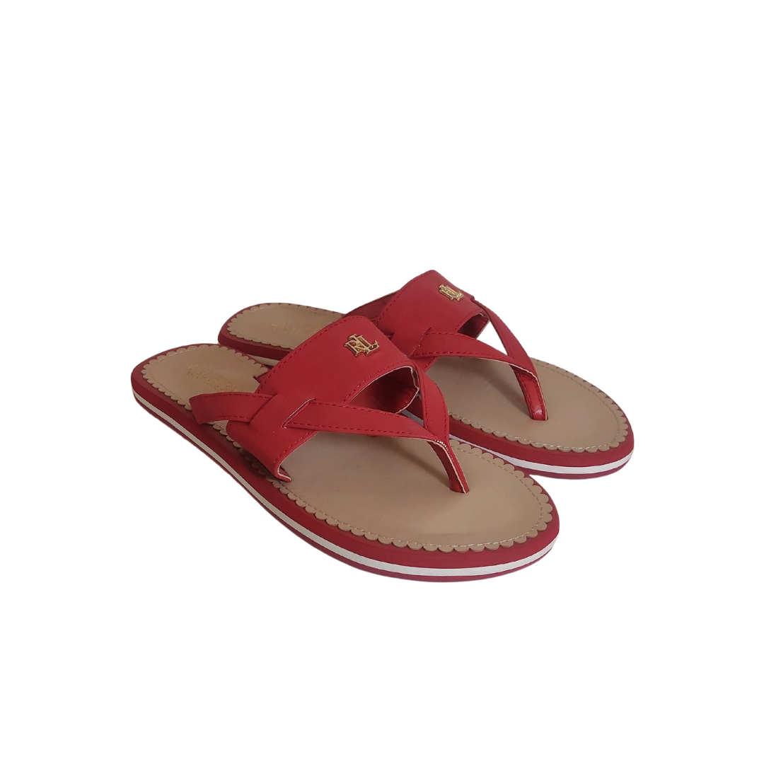 Ralph Lauren Red Rosalind Leatherette Sandals Like New Secret Stash
