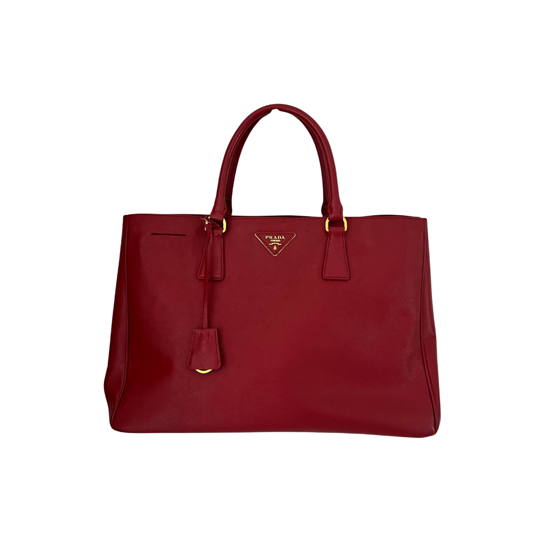 Prada Red Leather Large Tote Bag Pre Loved