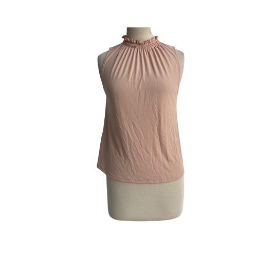 Zara Blush Pink Ruffled High Neck Sleeveless Top | Gently Used |