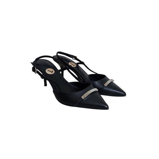 DKNY Black Leather Sling-Back Heels | Pre Loved | - Secret Stash