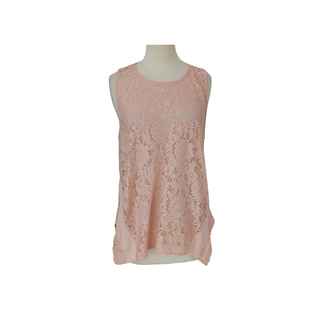 Loft Light Pink Lace Sleeveless Top | Gently Used