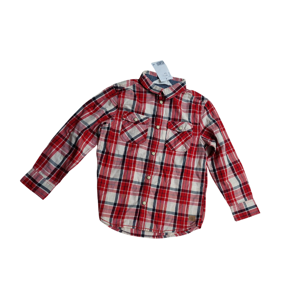 H&M Red Plaid Collared Shirt (5-6 Years) | Brand New |