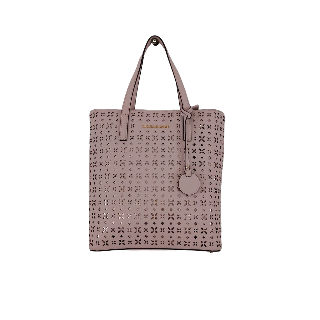 Michael Kors Pink Perforated Leather 'Hayley' Medium Tote Bag | Gently Used |